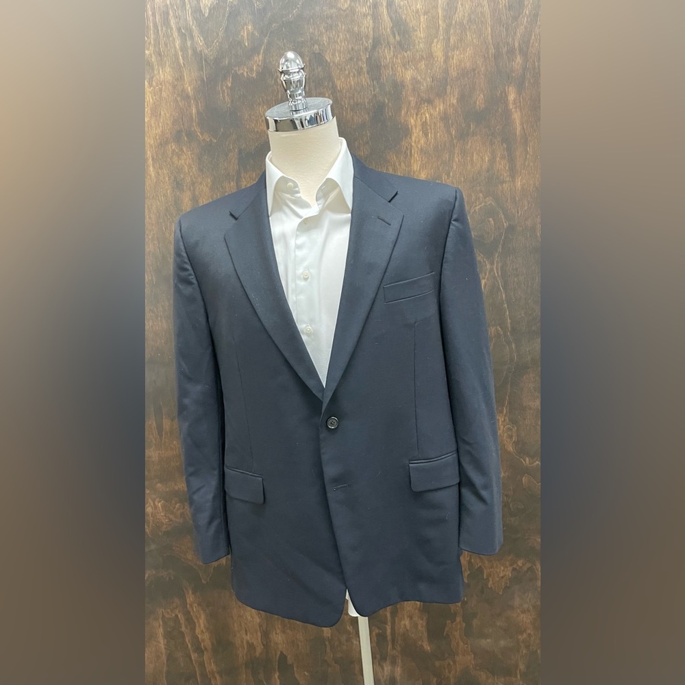 Hickey Freeman Made in USA Loro Piana 130's Wool Suit Jacket in Navy Size 46 R